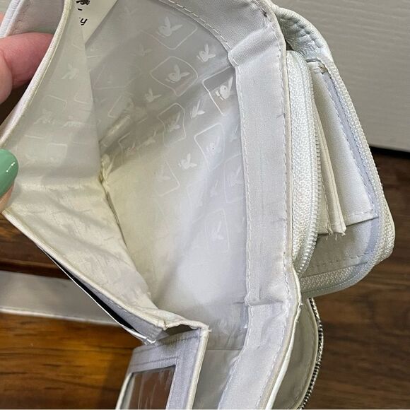 Playboy Quilted Stitched Logo Letters Wallet White With Silver Hardware Detail - Picture 6 of 15